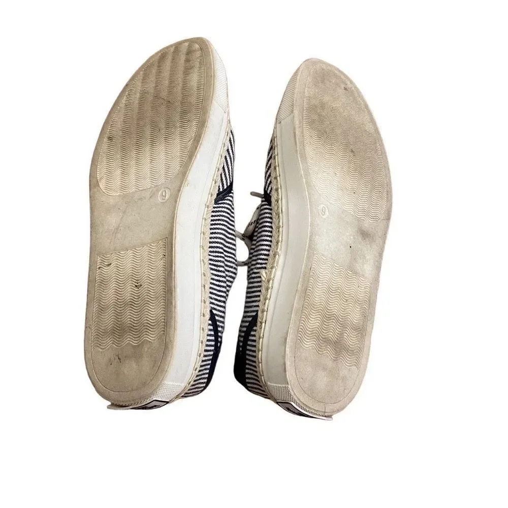Kate Spade Boat Party Espadrille Sneakers Navy Blue & White Striped Nautical Siz